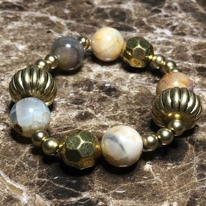 Gold and marble beaded bracelet
